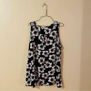 Floral Black and Grey Woven Sleeveless Blouse